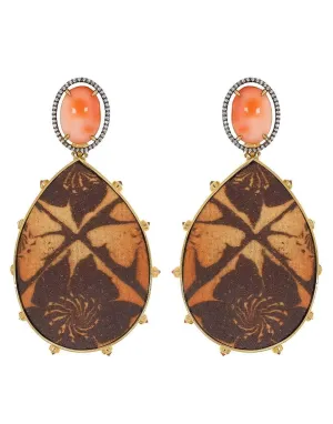 Angelskin Coral and Orange Sapphire Earrings