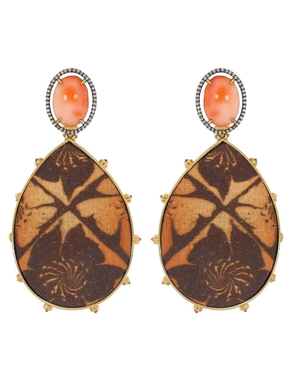 Angelskin Coral and Orange Sapphire Earrings