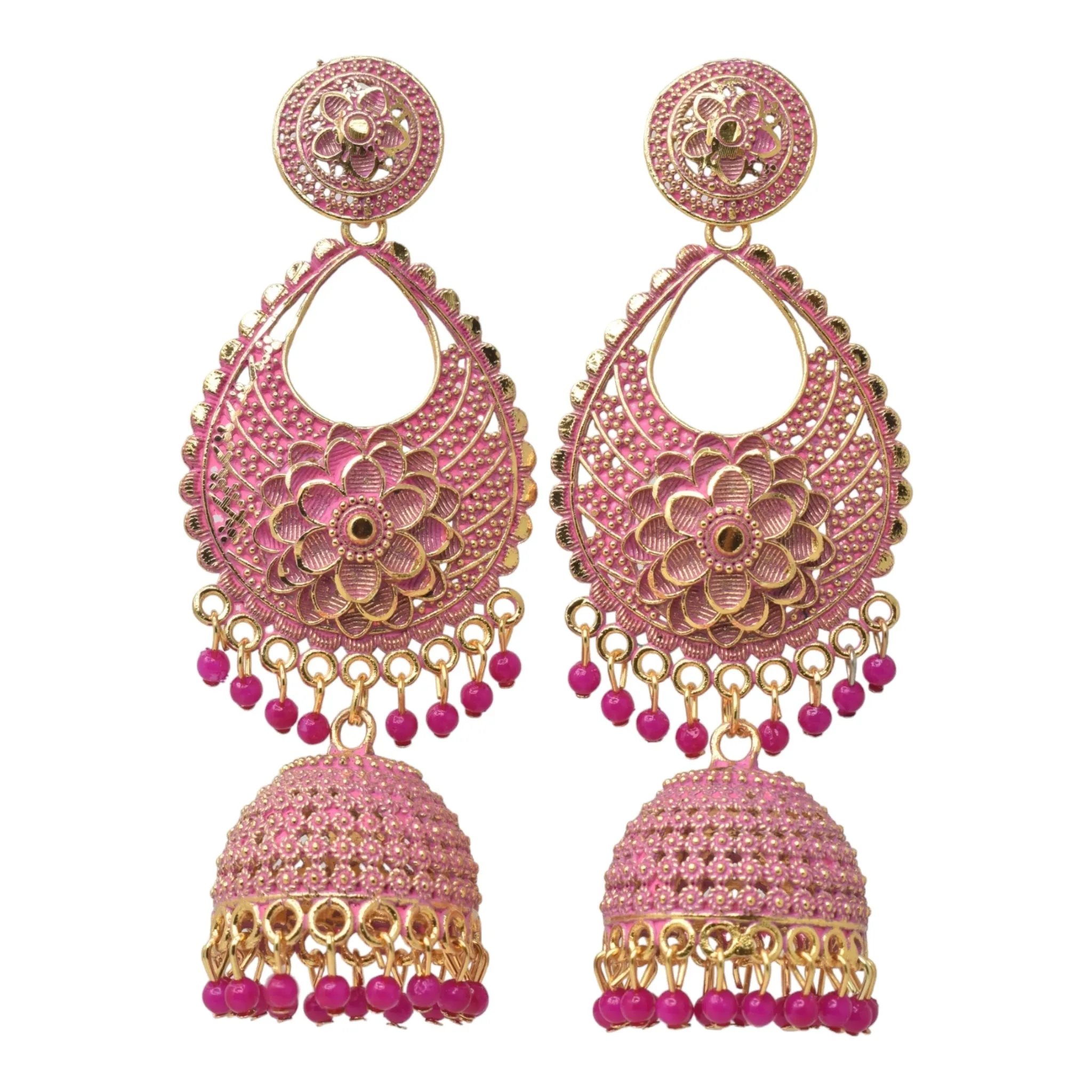 Antique Gold Bollywood Party Earrings: Oxidized Charm