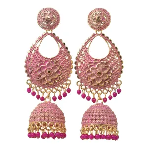 Antique Gold Bollywood Party Earrings: Oxidized Charm
