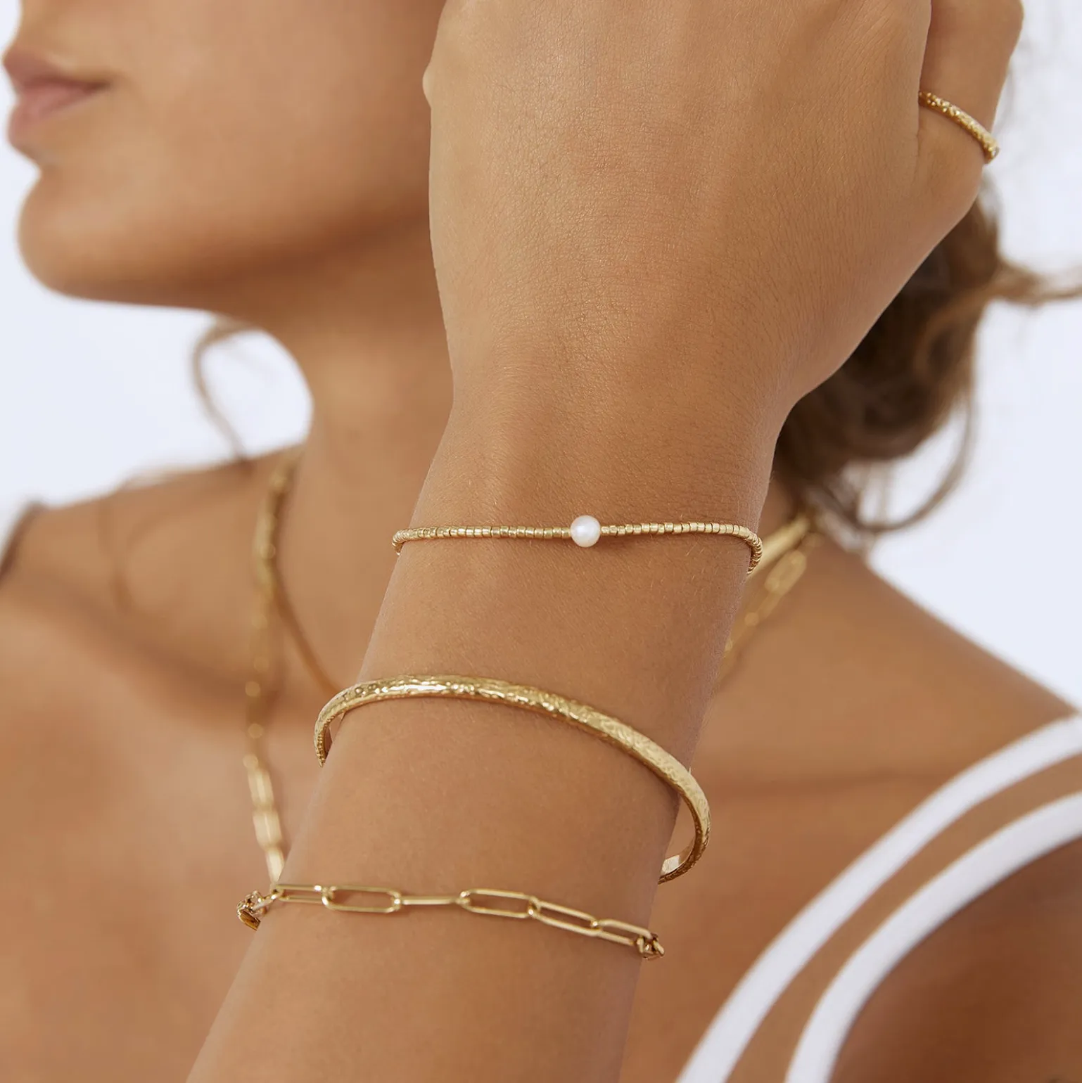 Arms Of Eve River Gold & Pearl Bracelet