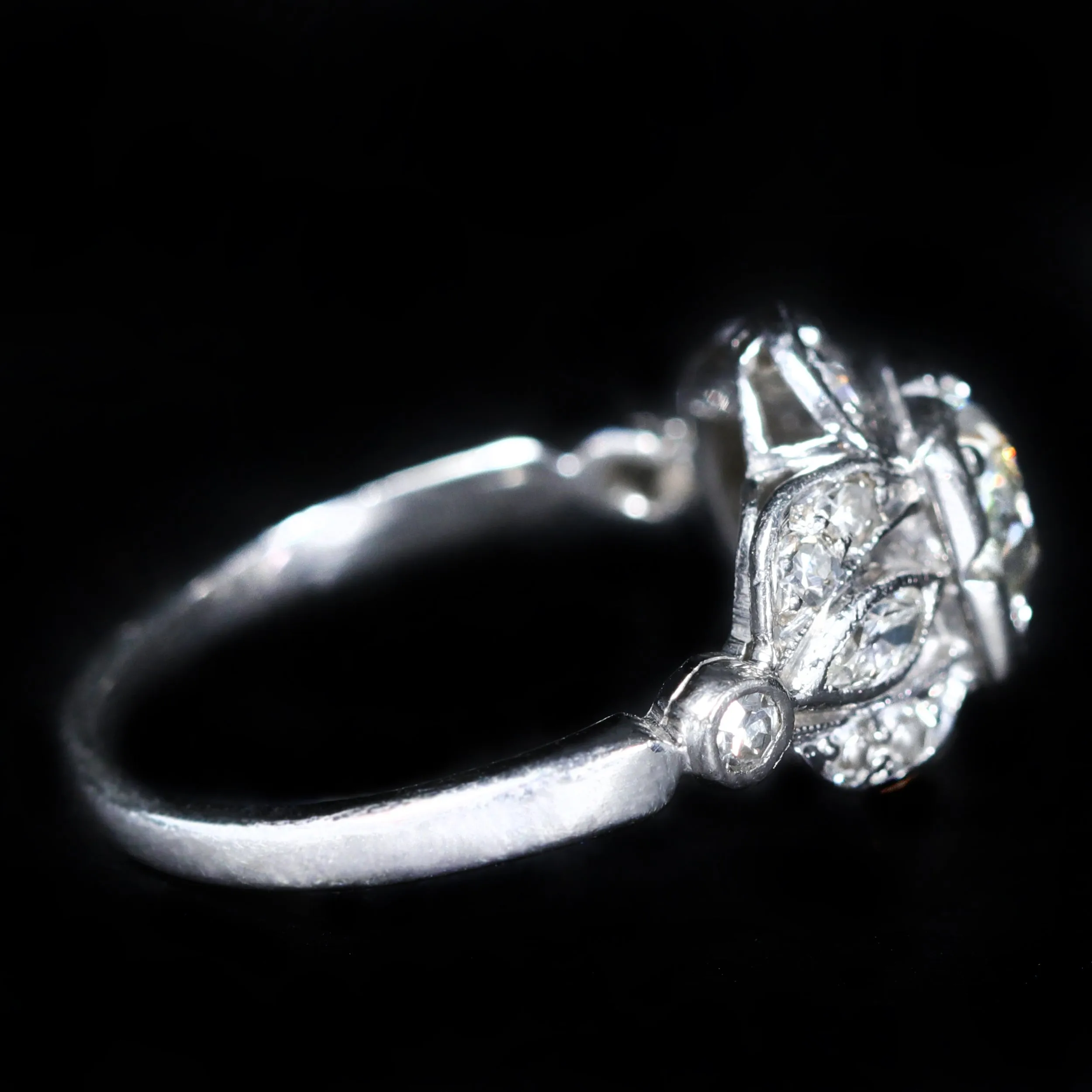 Art Deco Platinum 0.70 Carat Old Mine Cut Diamond Engagement Ring