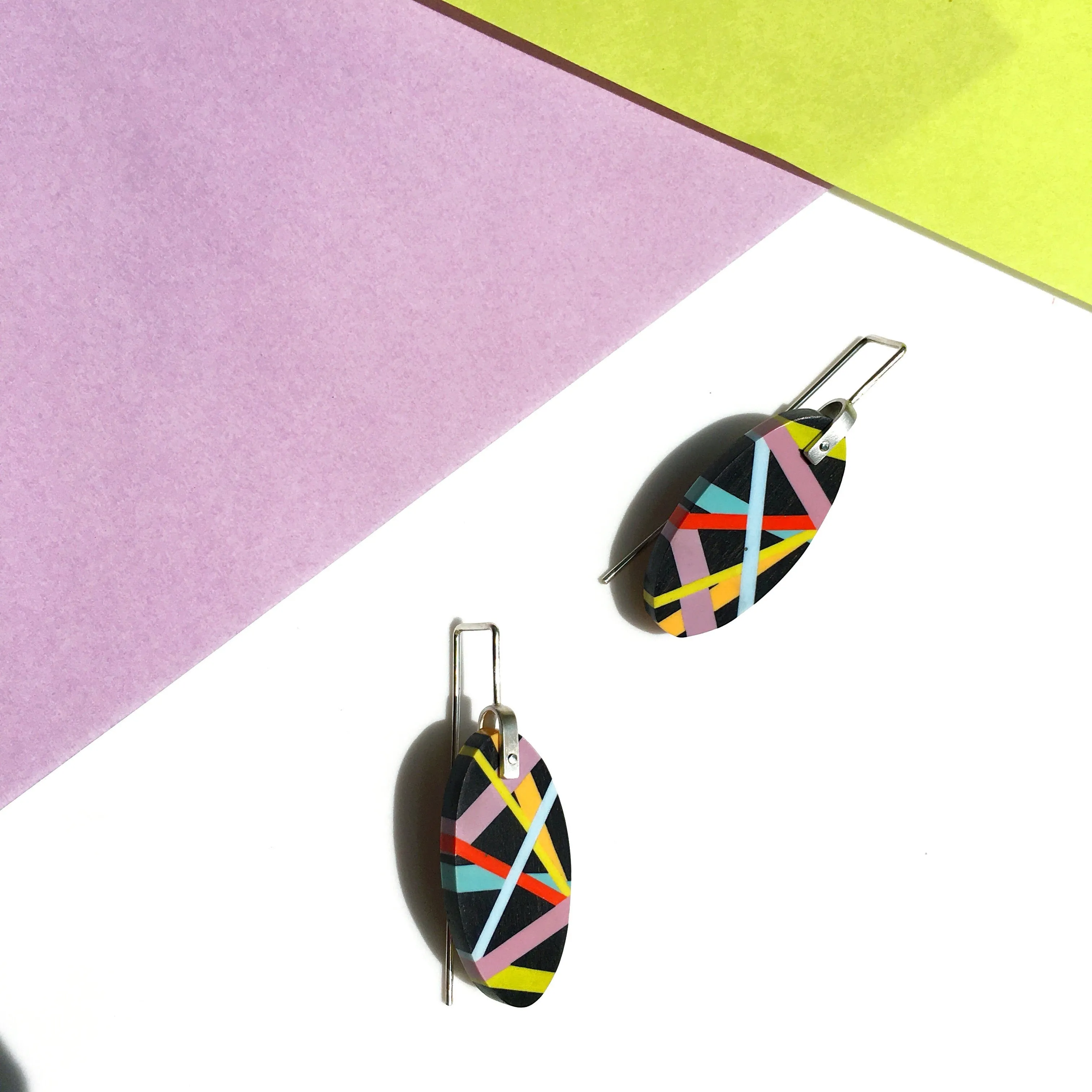 Asymmetrical Ebony Wood Earrings