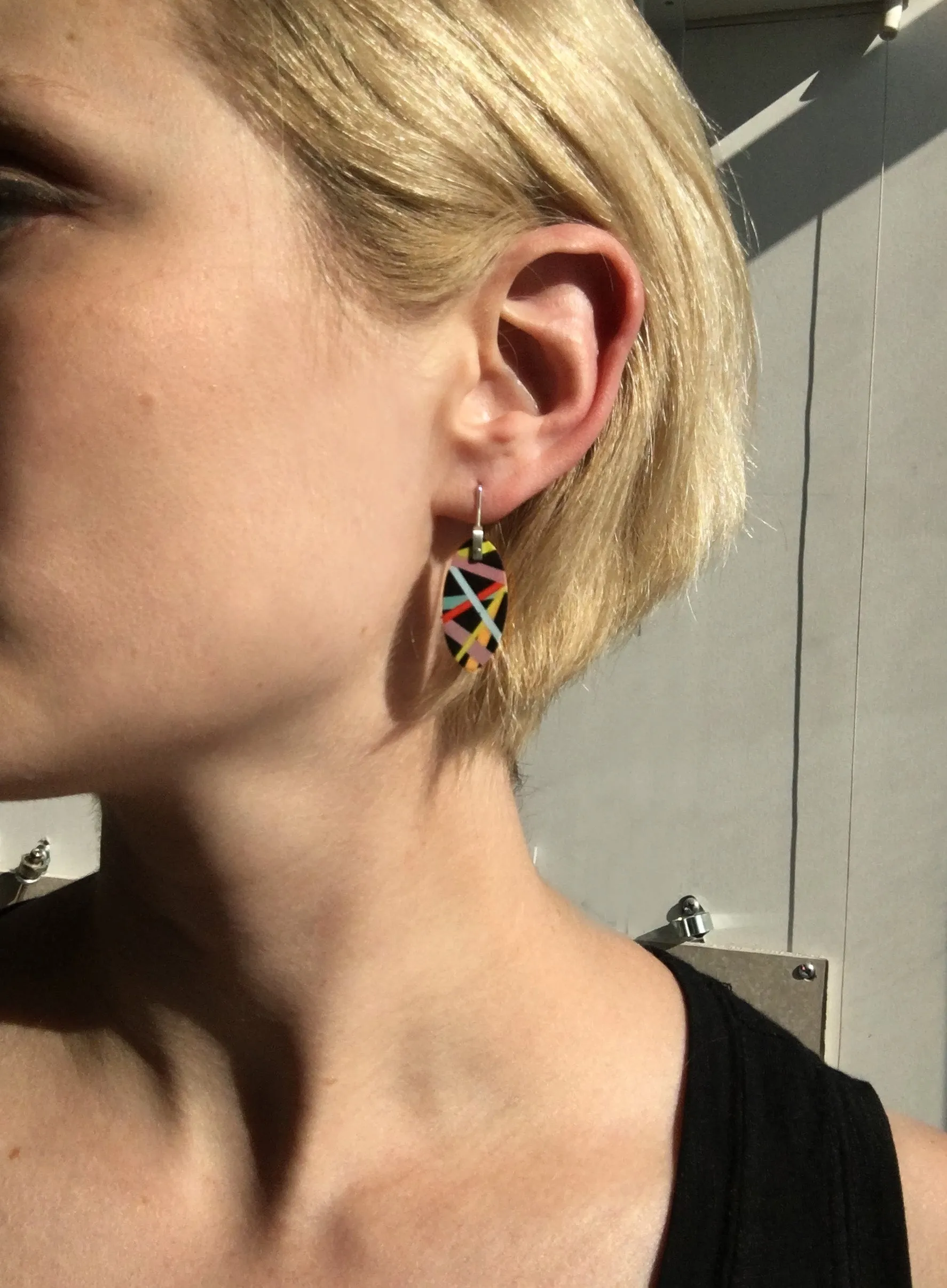 Asymmetrical Ebony Wood Earrings