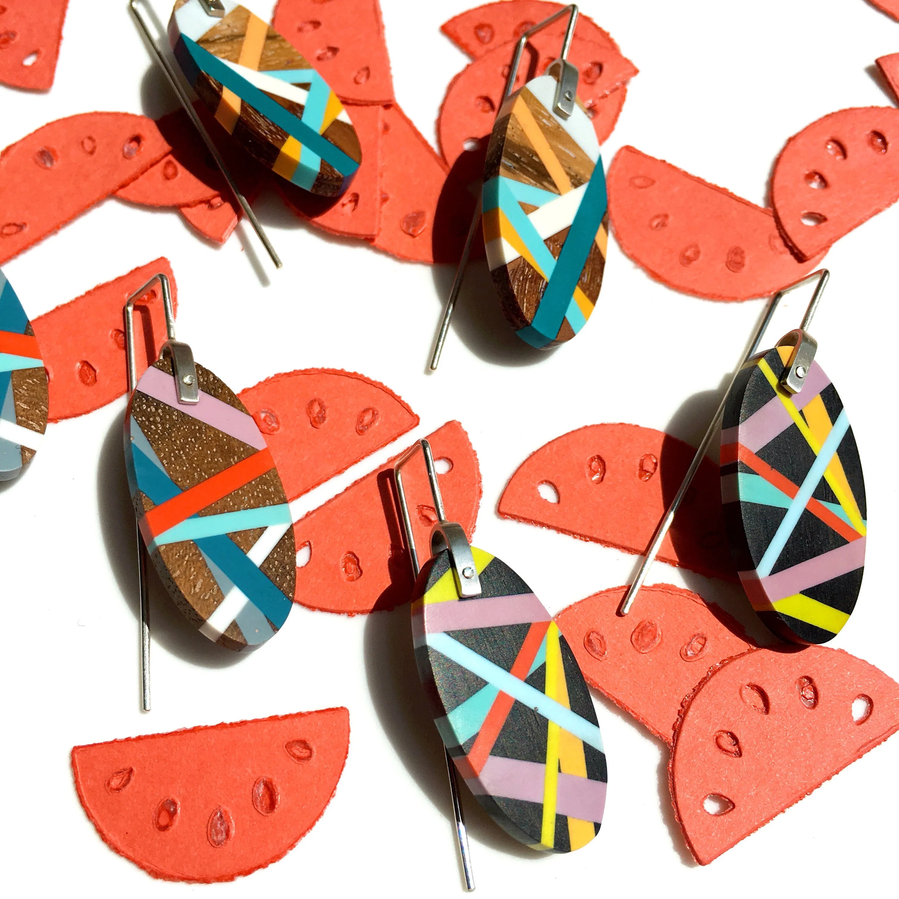 Asymmetrical Ebony Wood Earrings