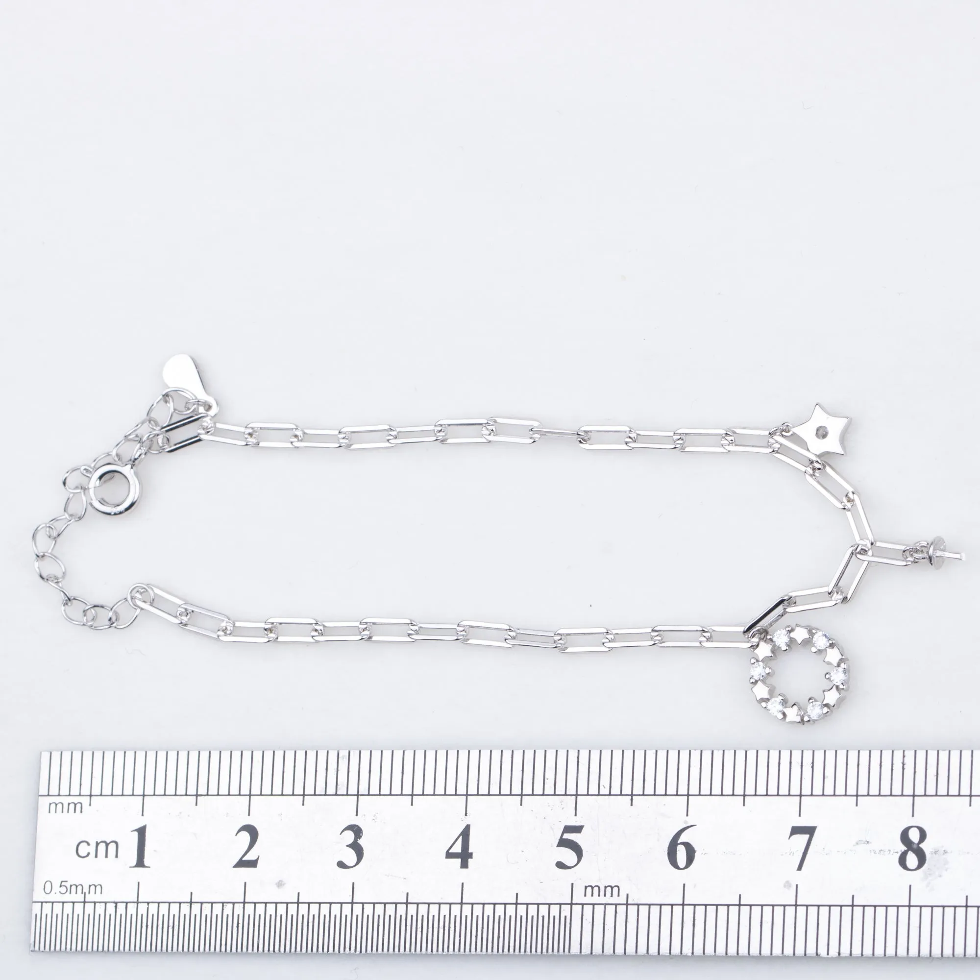 b010212  DIY 7-8mm Natural Freshwater pearl bracelet accessory 925 sterling silver adjustable chain bracelet for women