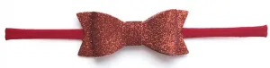 Baby Bling Glitter Bow Tie Skinny Headband-Red