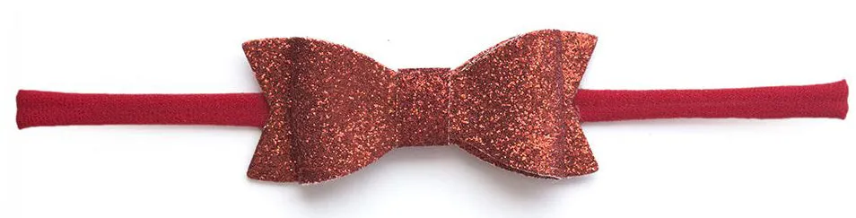Baby Bling Glitter Bow Tie Skinny Headband-Red