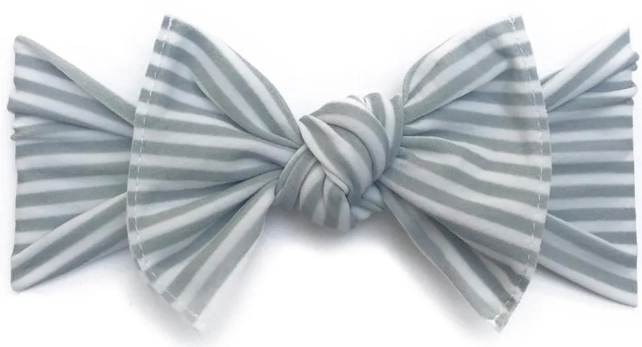 Baby Bling Grey Stripe Printed Knot Headband