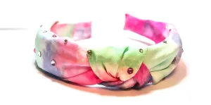 Bari Lynn Tie Dye Twist Knot Headband with Crystals