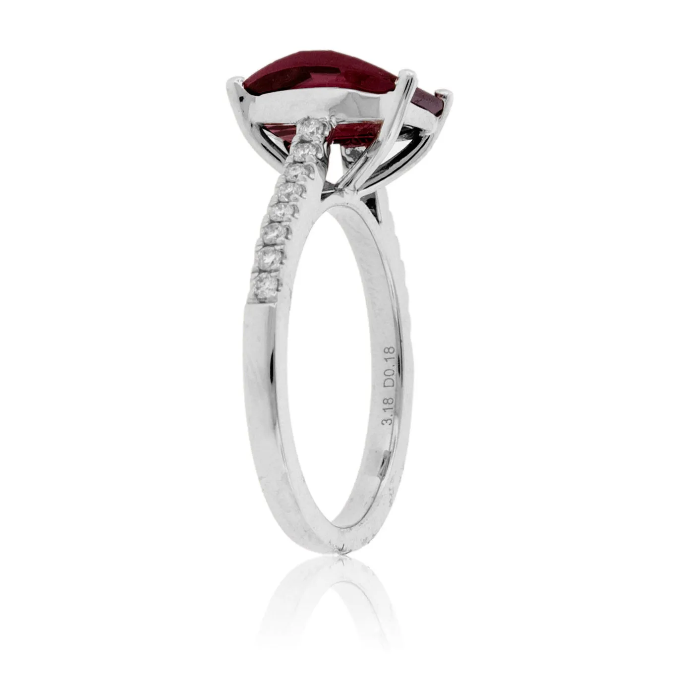 Barrel Rhodolite Garnet and Diamond Lined Ring