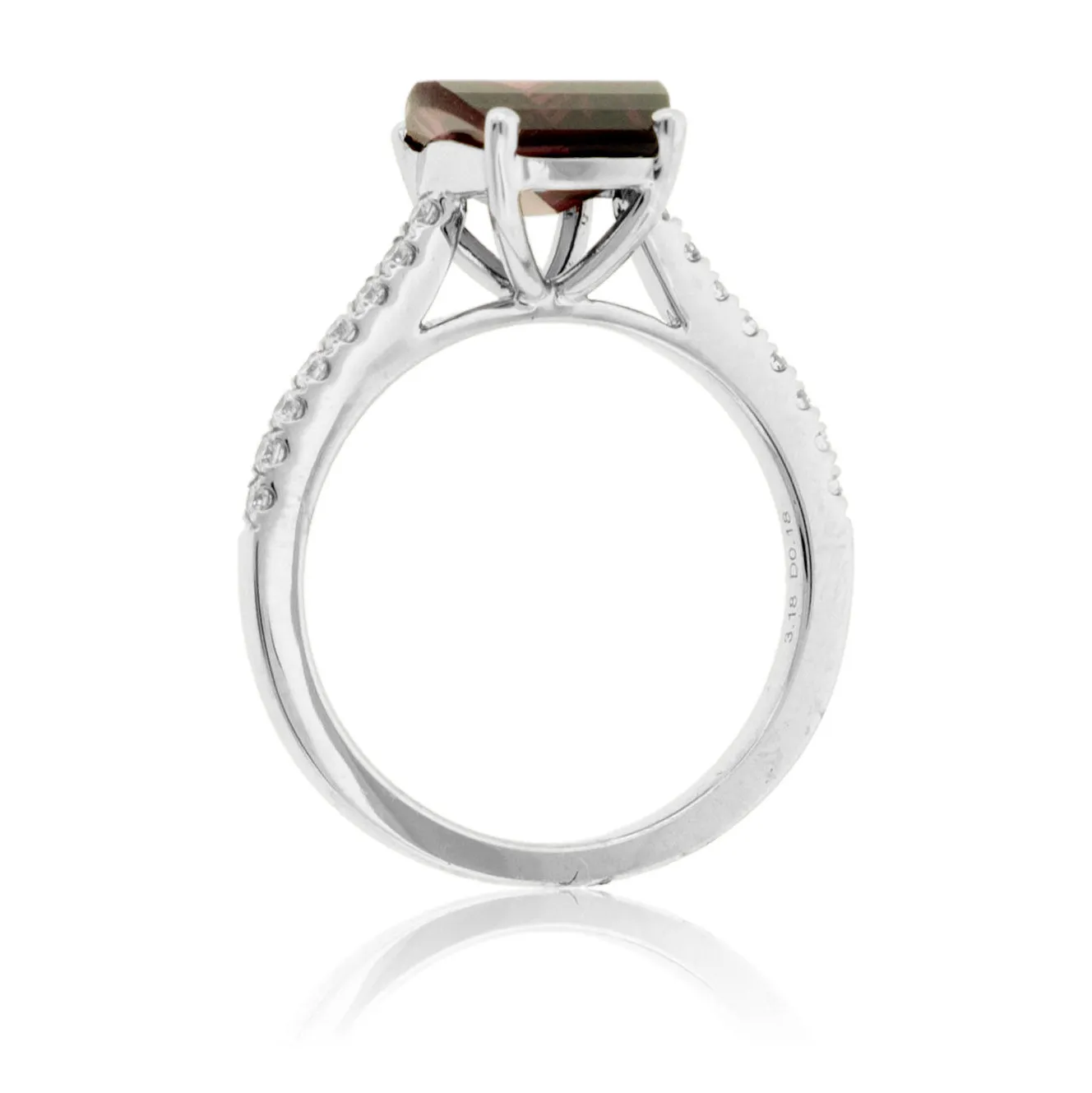 Barrel Rhodolite Garnet and Diamond Lined Ring