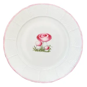Basket Weave Dinner Plate - Pink Mushrooms