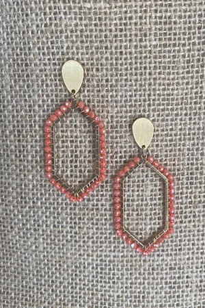 Beaded Hexagon Dangle Earring