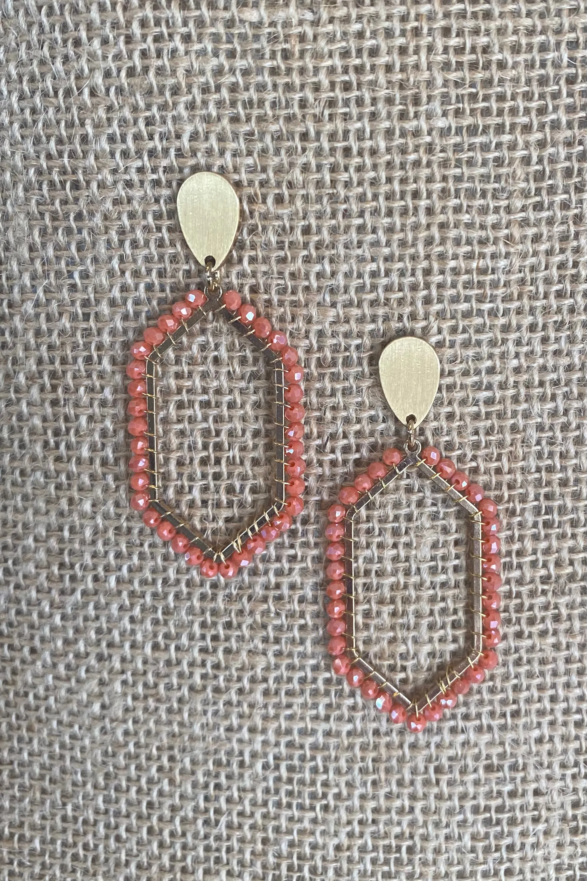 Beaded Hexagon Dangle Earring