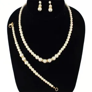 Beige Pearl Necklace Set