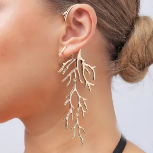 Bianca Metal Coral Ear Hook Stud Earring