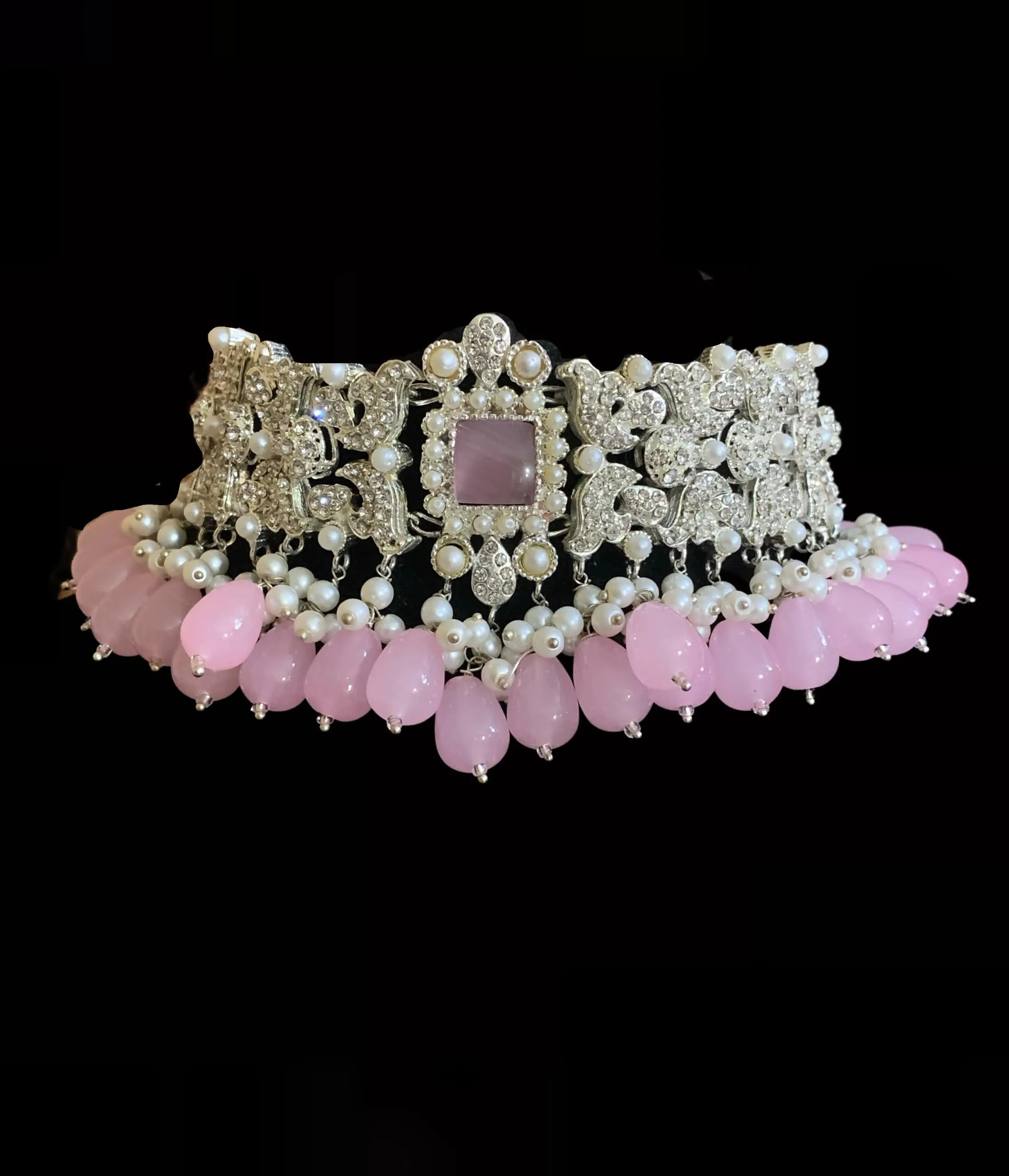 BR10 Anisa zircon bridal set - pink ( SHIPS IN 1 WEEK  )