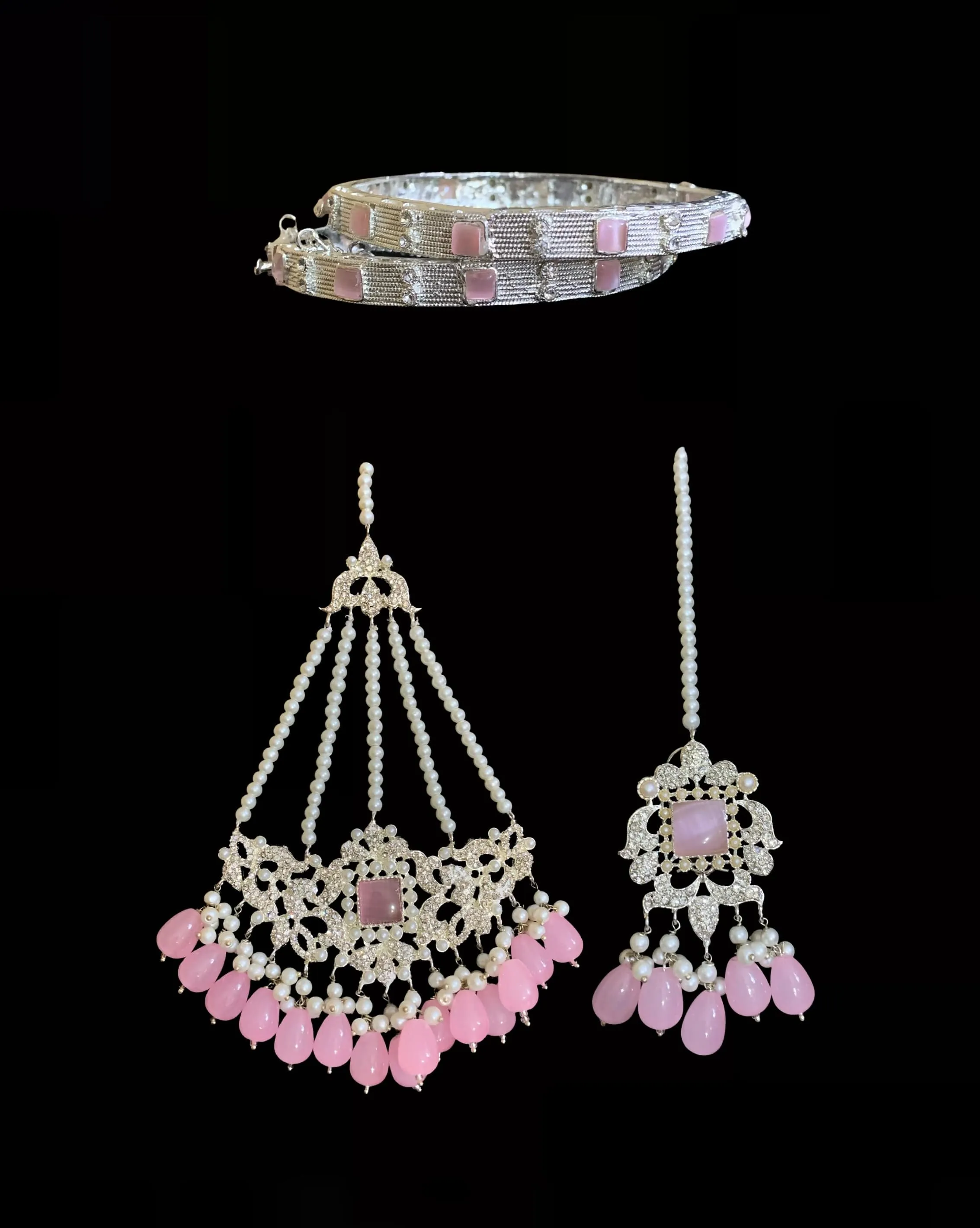 BR10 Anisa zircon bridal set - pink ( SHIPS IN 1 WEEK  )