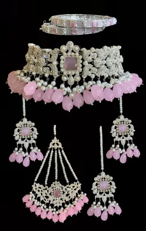 BR10 Anisa zircon bridal set - pink ( SHIPS IN 1 WEEK  )