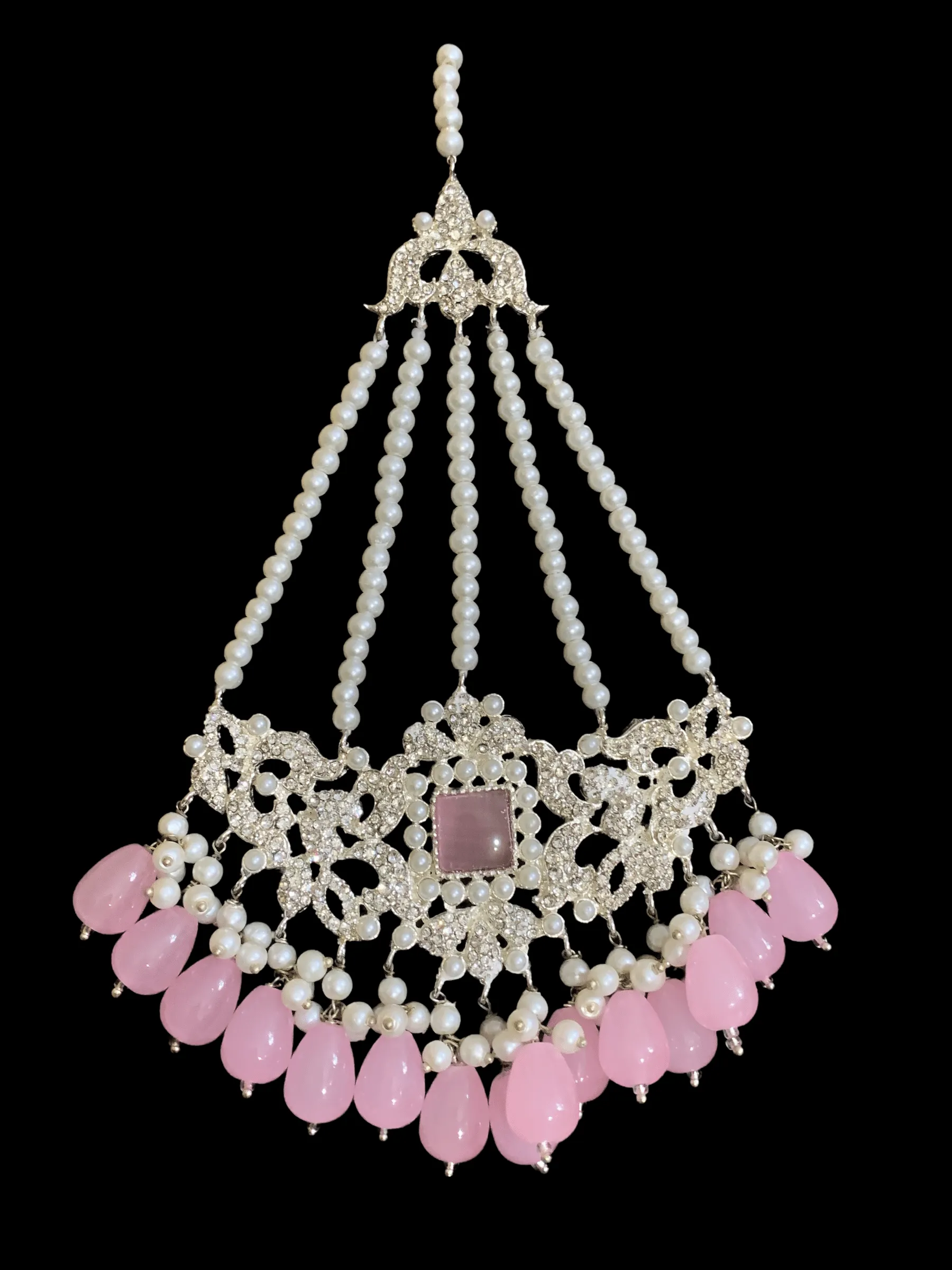 BR10 Anisa zircon bridal set - pink ( SHIPS IN 1 WEEK  )