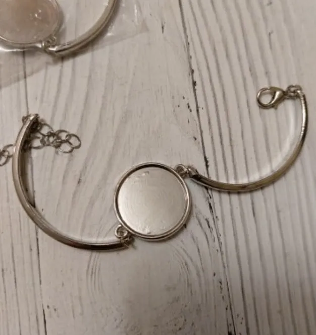 Bracelet Setting - Round Base Cabochon Silver Bronze Jewelry Making - Bezel Bangle Bracelet, Glass Tray Bracelet Blanks, Bracelet Set Bases