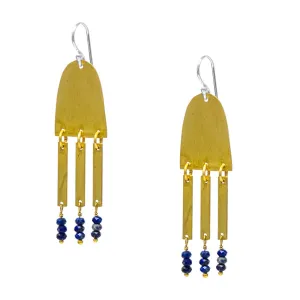 Brass and Lapis Jellyfish Earrings