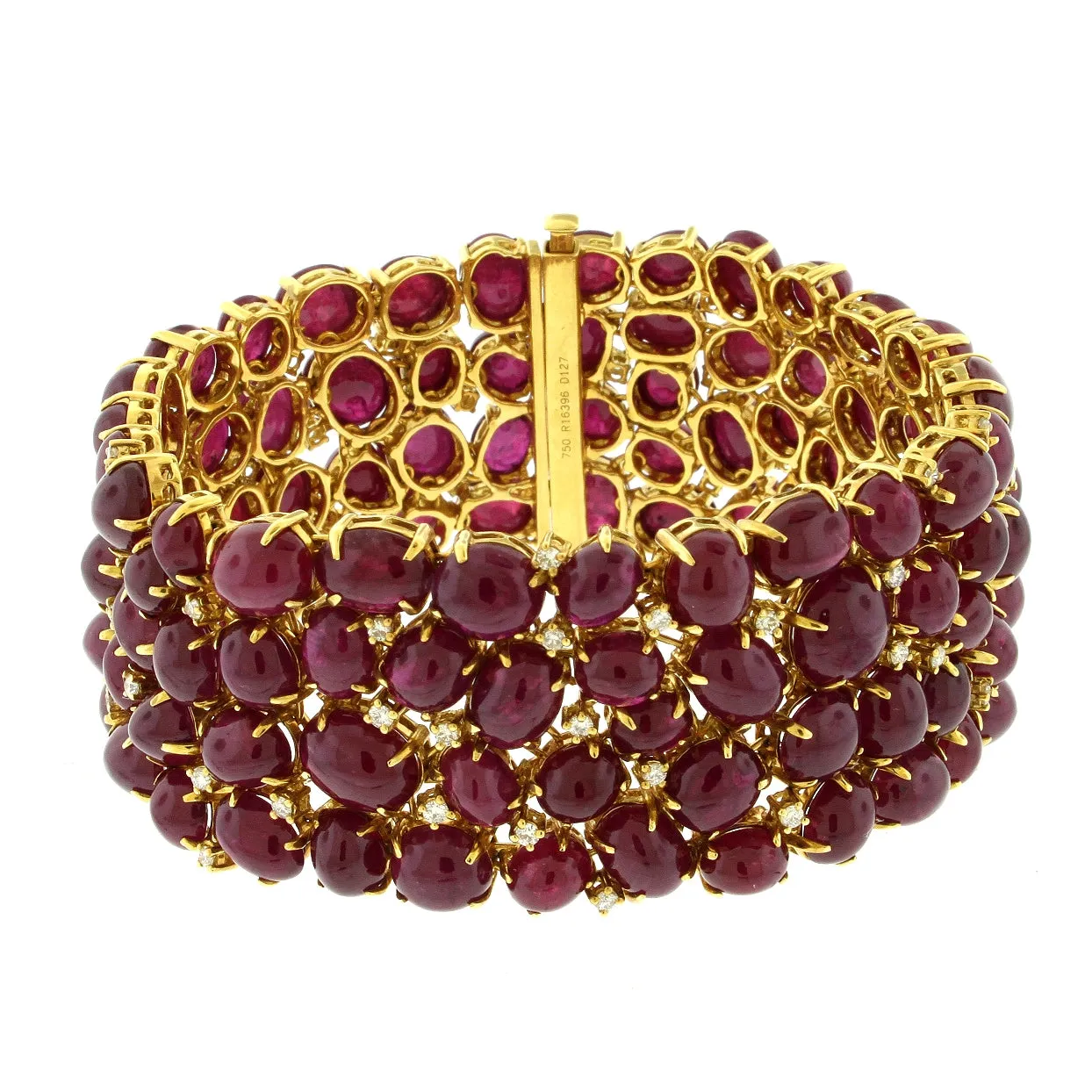 Cabochon Ruby with Diamonds Bracelet