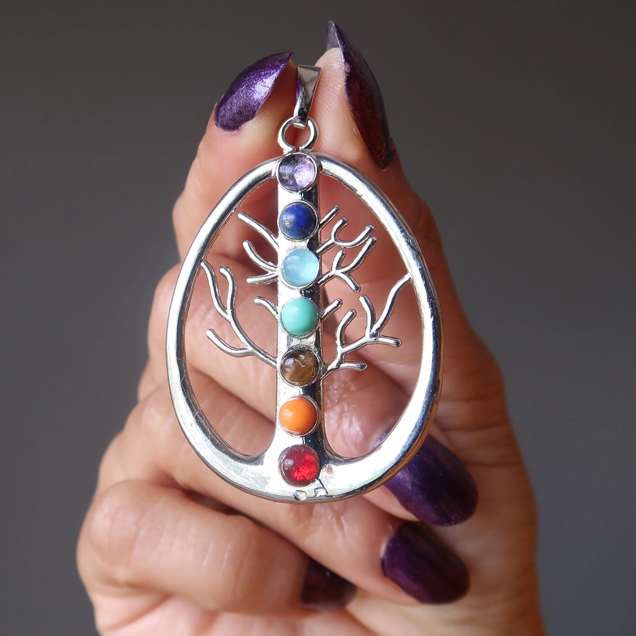 Chakra Pendant Tree of Life Rainbow