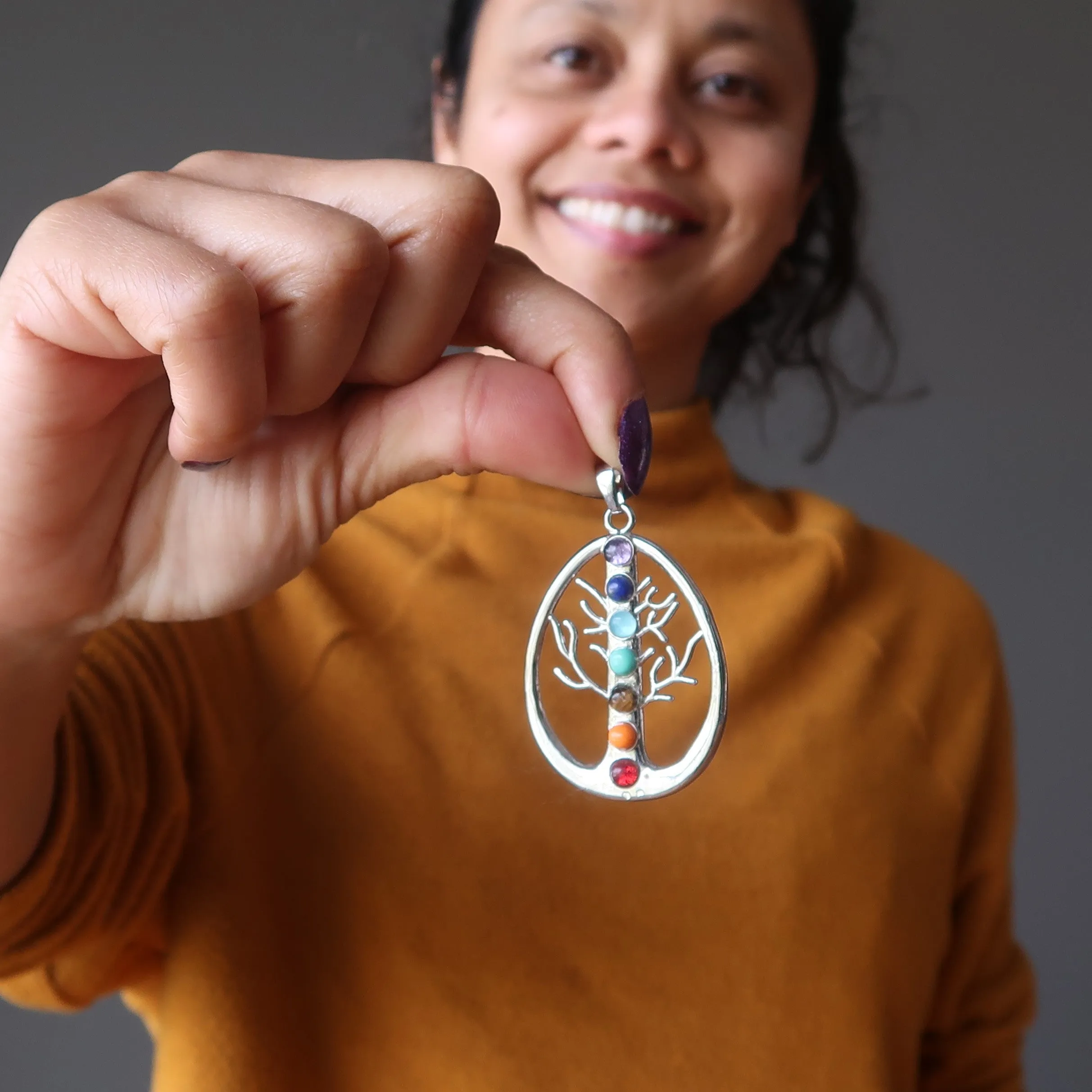 Chakra Pendant Tree of Life Rainbow