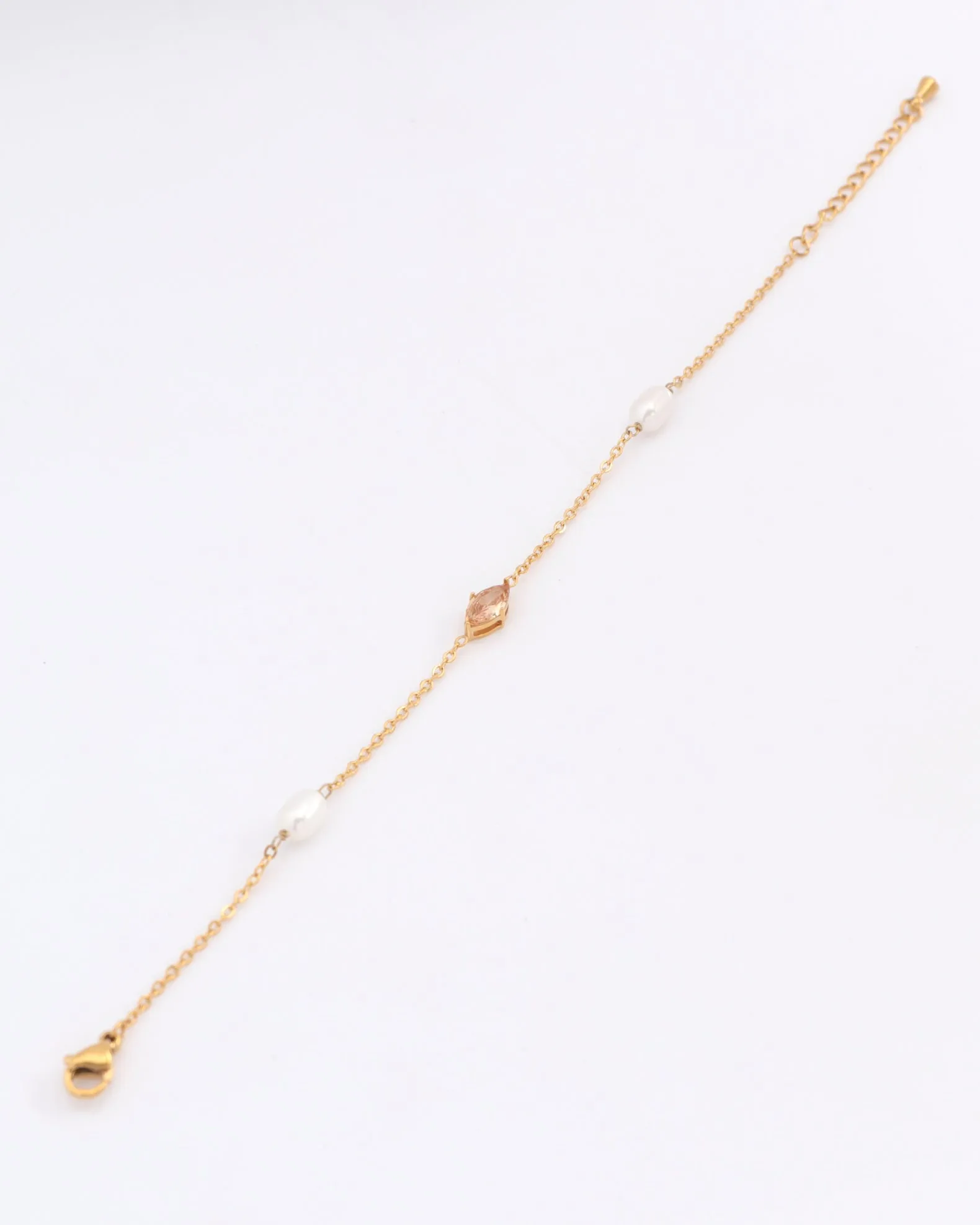 Champagne Zirconia and Pearl Bracelet