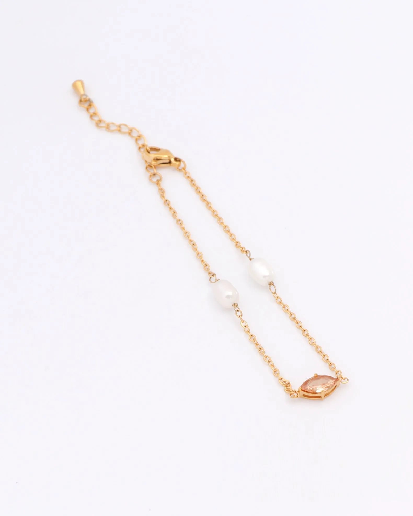 Champagne Zirconia and Pearl Bracelet