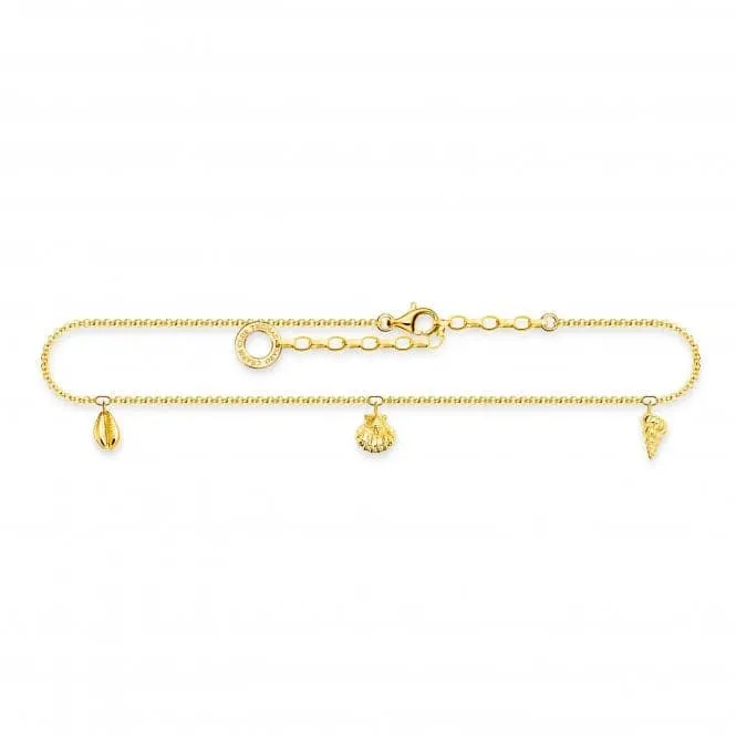 Charming Gold Plated Shells Anklet AK0037-413-39-L27V