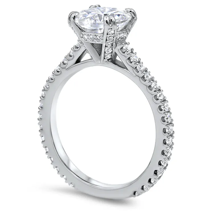 Classic Cathedral Cushion Cut Engagement Ring with Diamond Accents – Moissanite or Lab-Grown Diamond in Gold or Platinum - Vienna