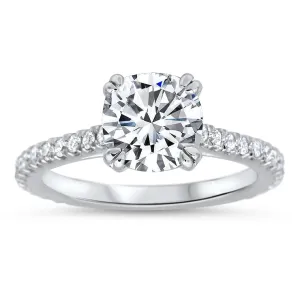 Classic Cathedral Cushion Cut Engagement Ring with Diamond Accents – Moissanite or Lab-Grown Diamond in Gold or Platinum - Vienna