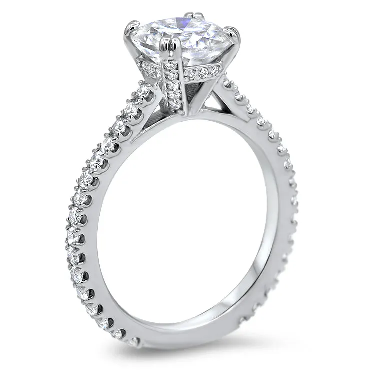 Classic Cathedral Cushion Cut Engagement Ring with Diamond Accents – Moissanite or Lab-Grown Diamond in Gold or Platinum - Vienna