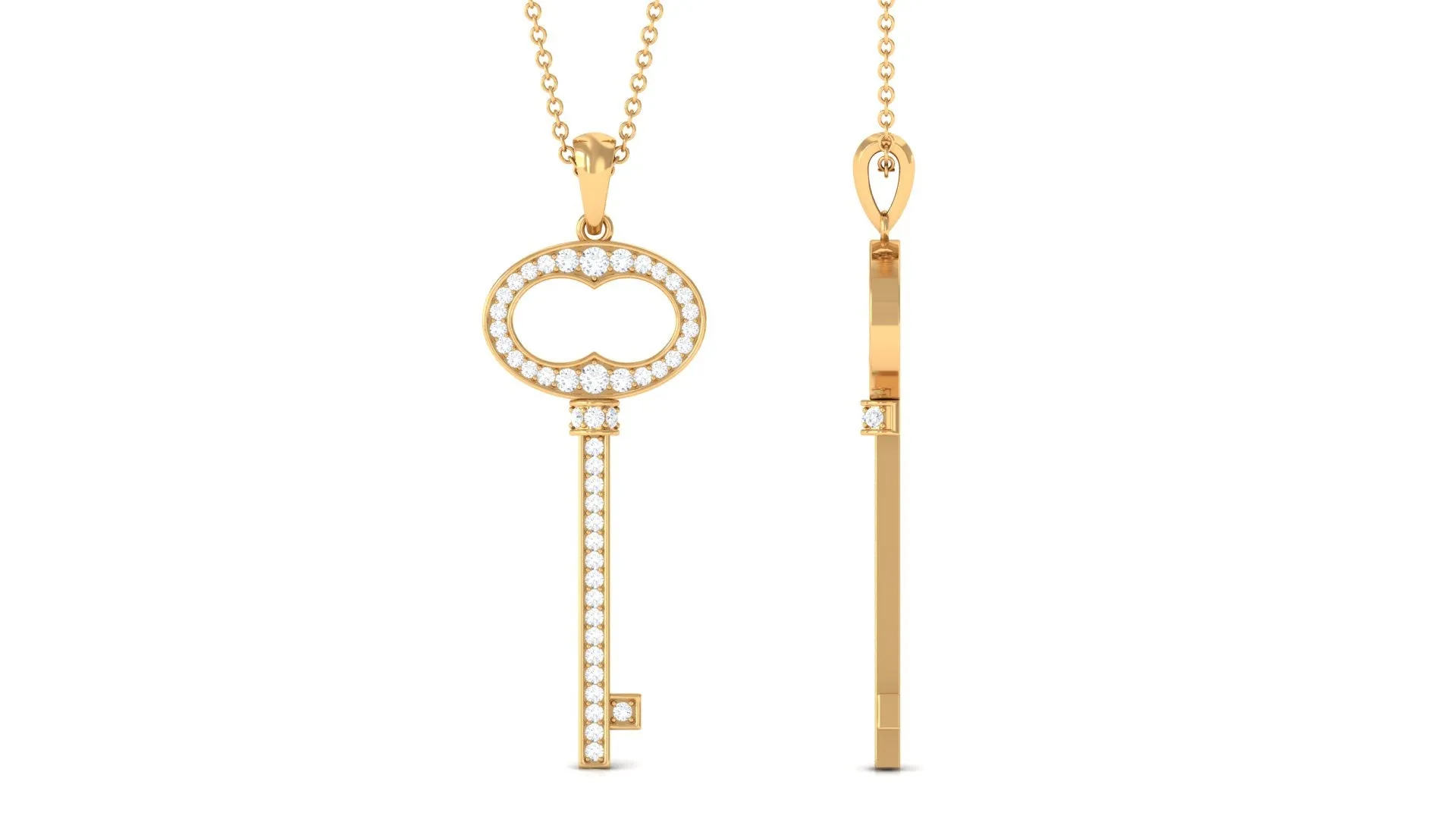 Classic Moissanite Key Pendant Necklace