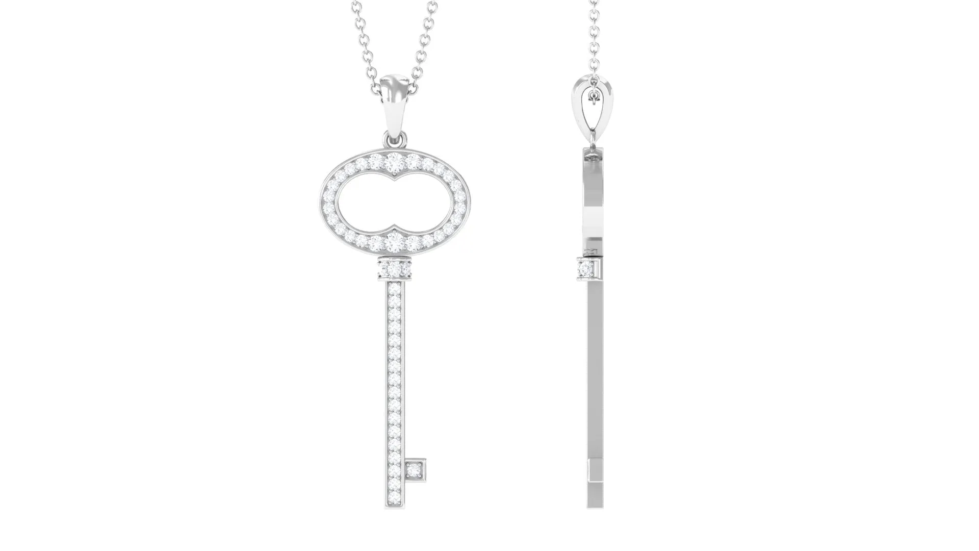 Classic Moissanite Key Pendant Necklace