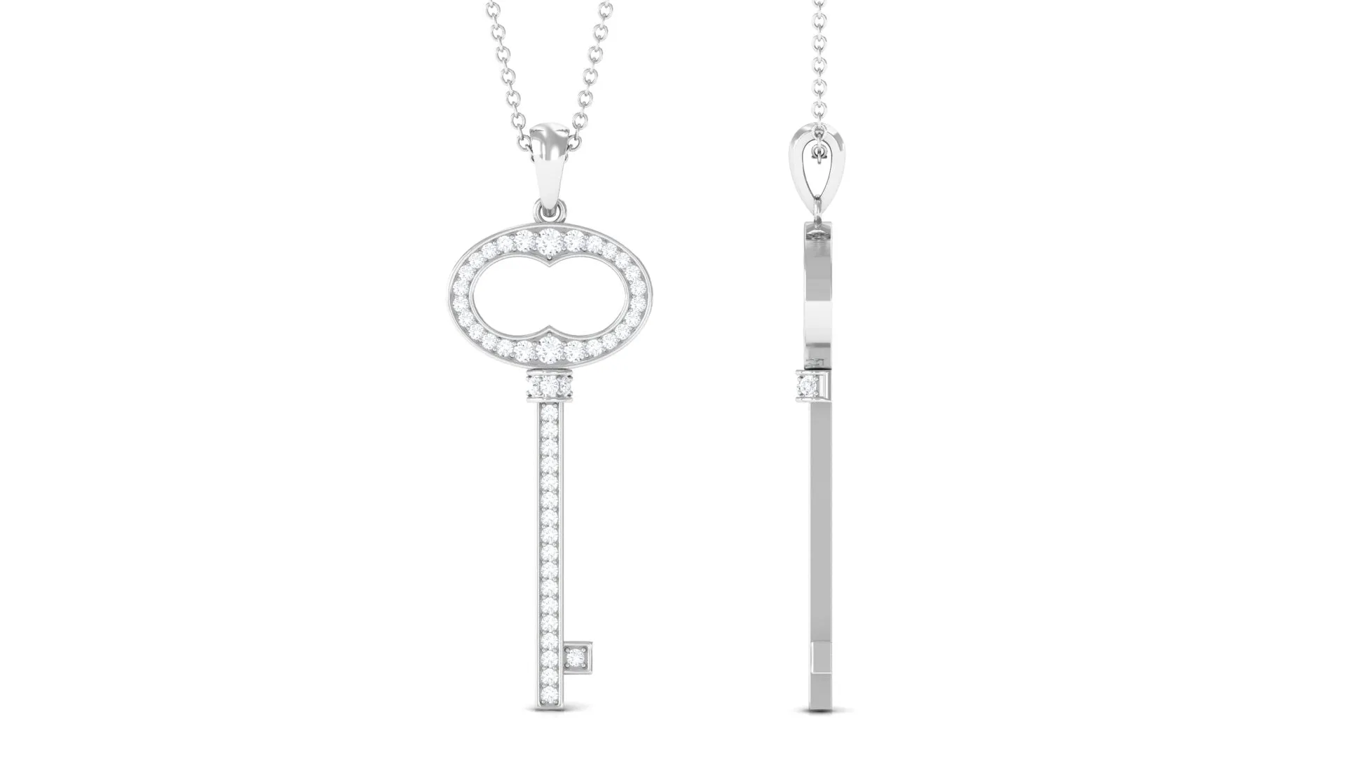 Classic Moissanite Key Pendant Necklace