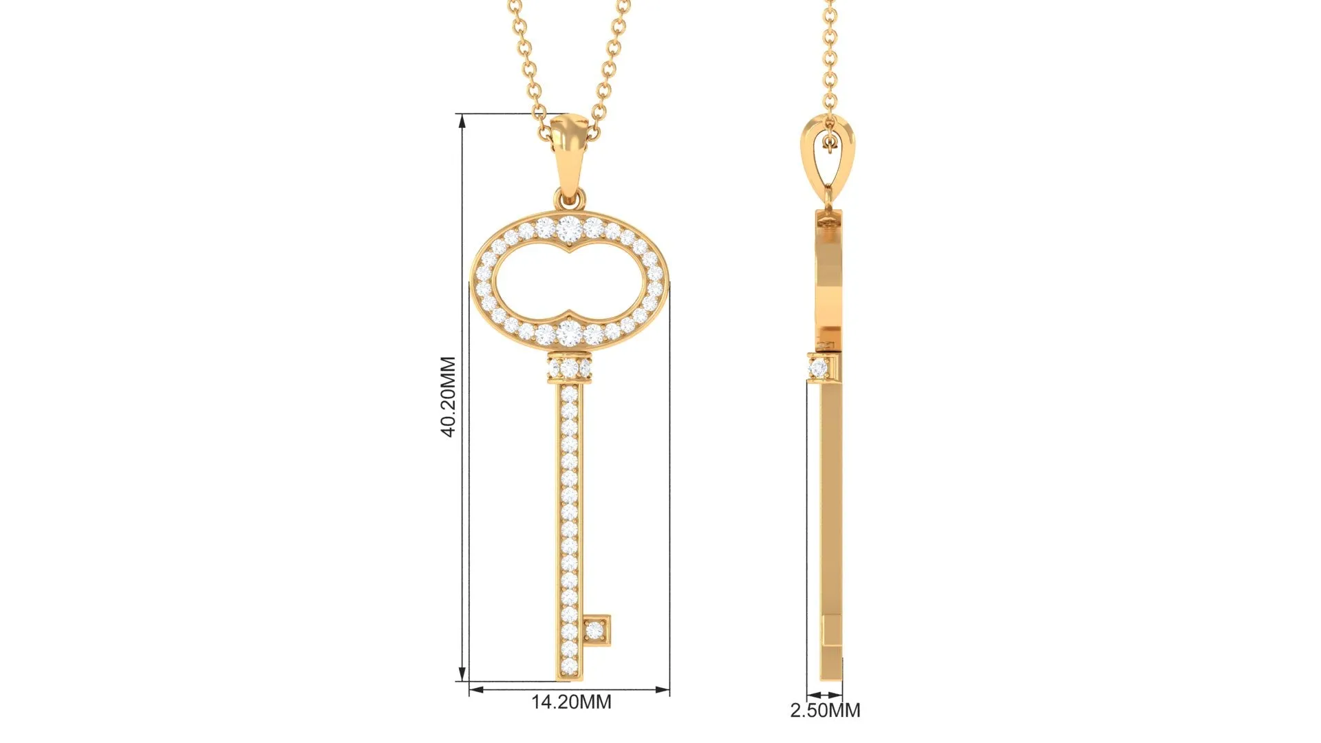 Classic Moissanite Key Pendant Necklace