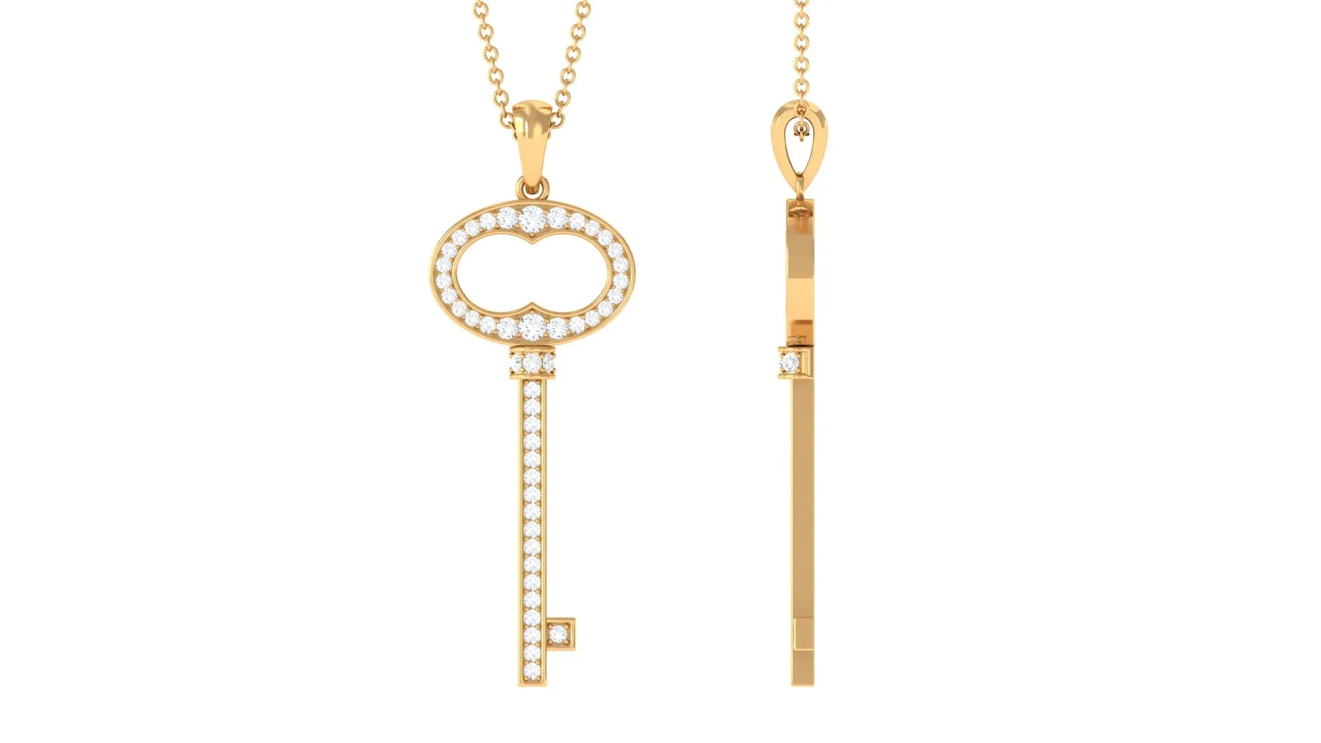 Classic Moissanite Key Pendant Necklace