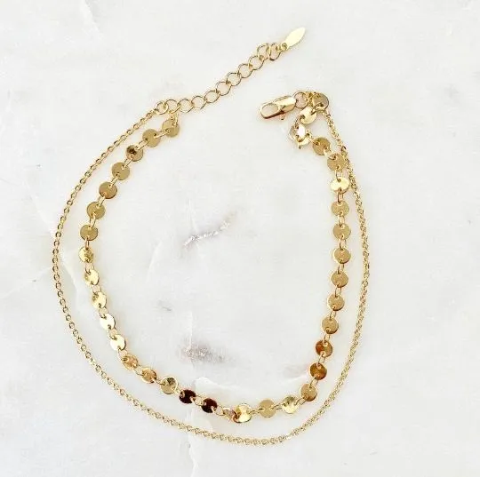 Coin Double Chain Anklet