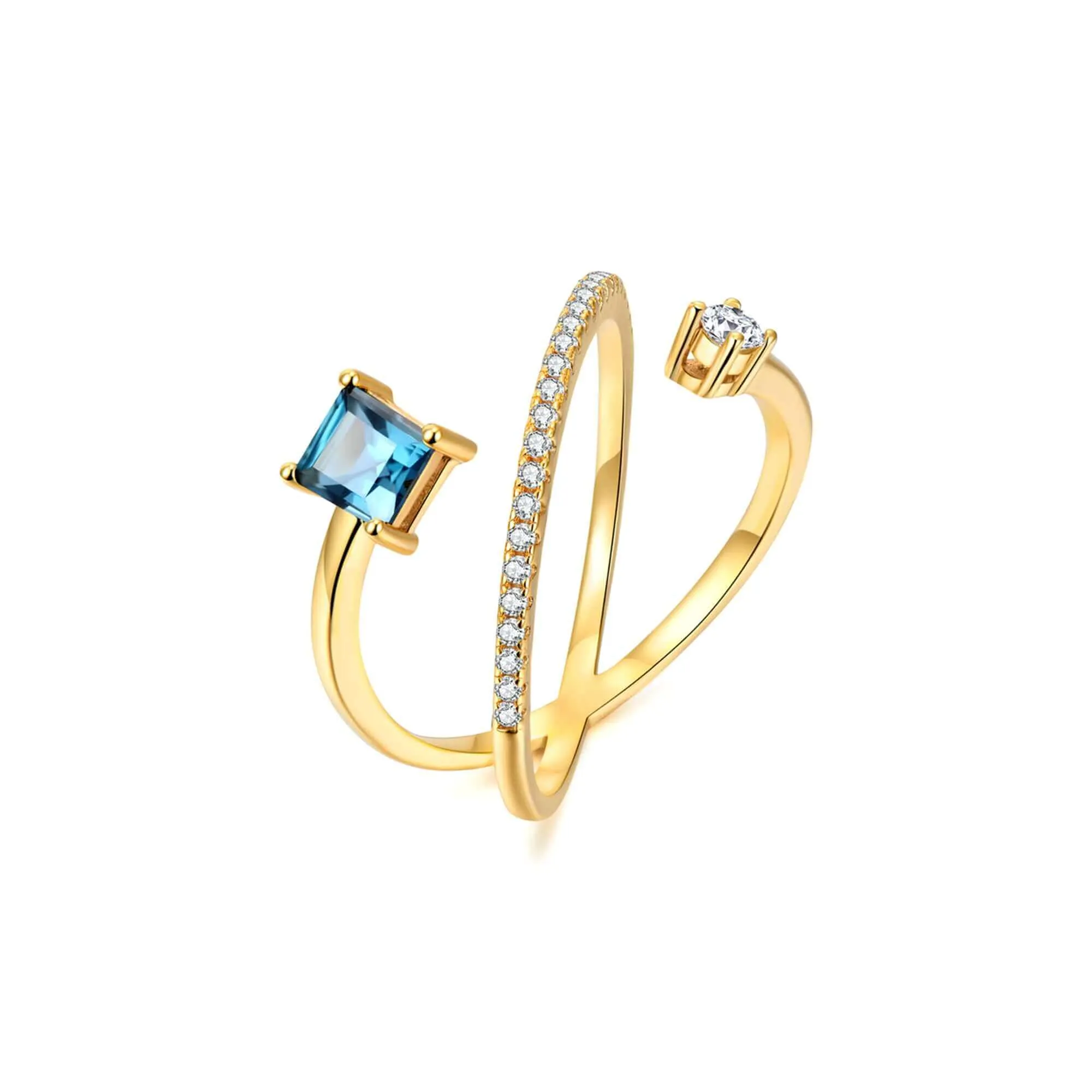 Color Topaz Adjustable Open-ended Ring