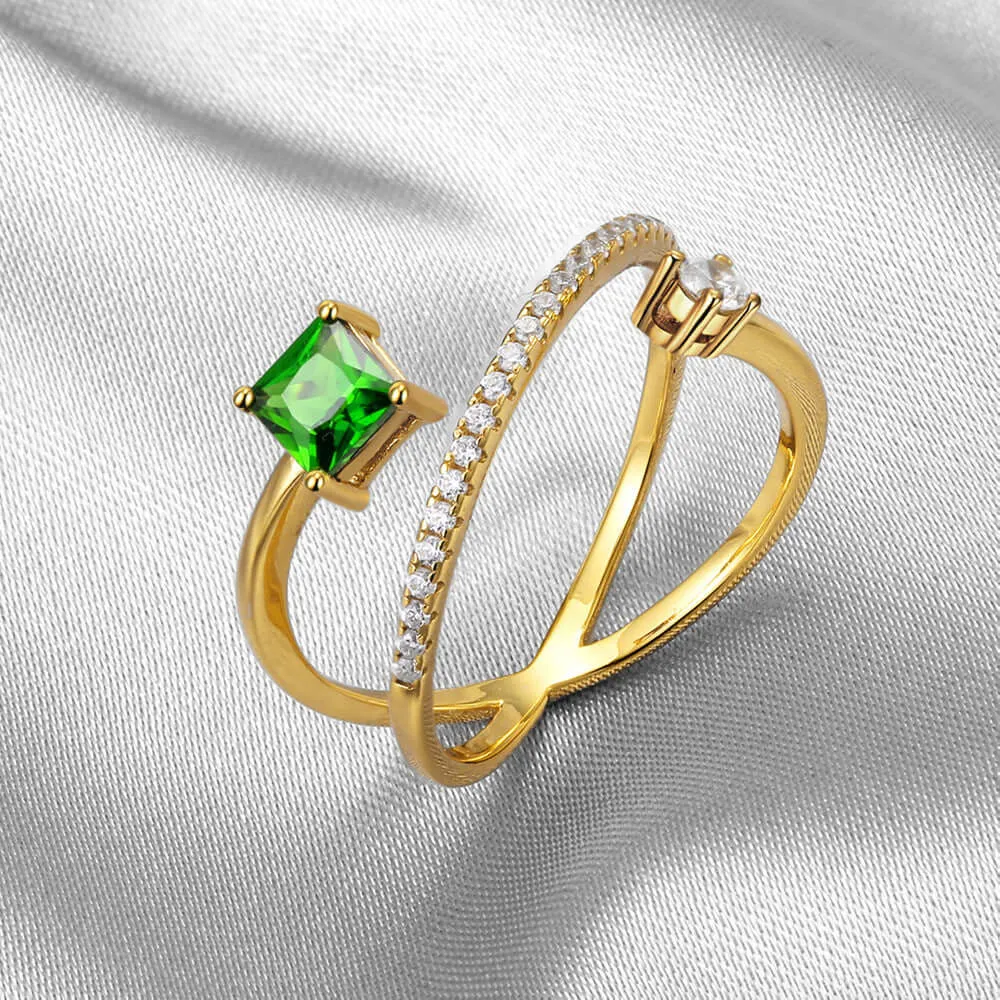 Color Topaz Adjustable Open-ended Ring