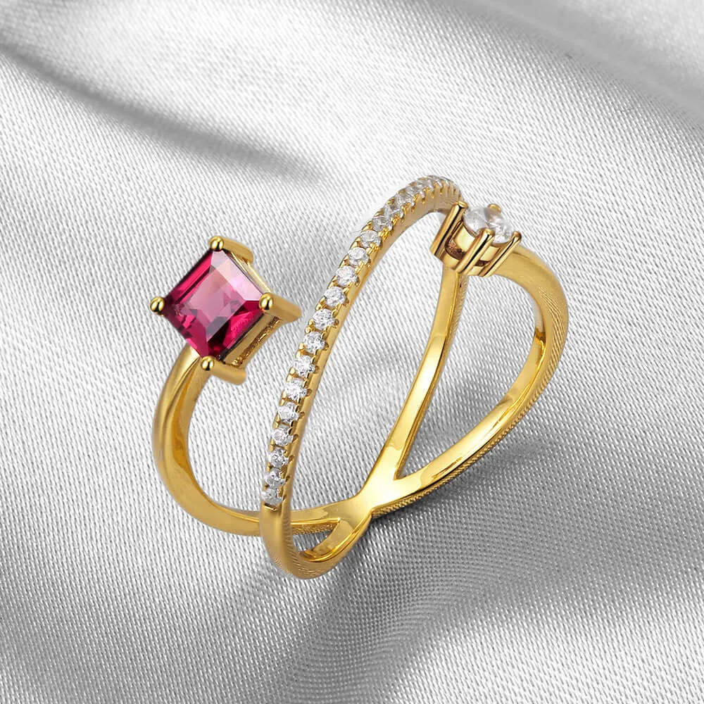 Color Topaz Adjustable Open-ended Ring