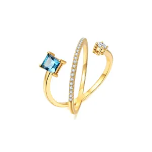 Color Topaz Adjustable Open-ended Ring