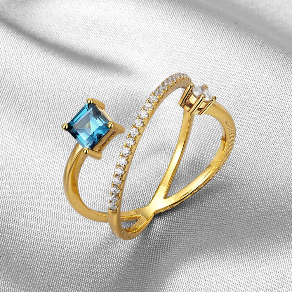 Color Topaz Adjustable Open-ended Ring