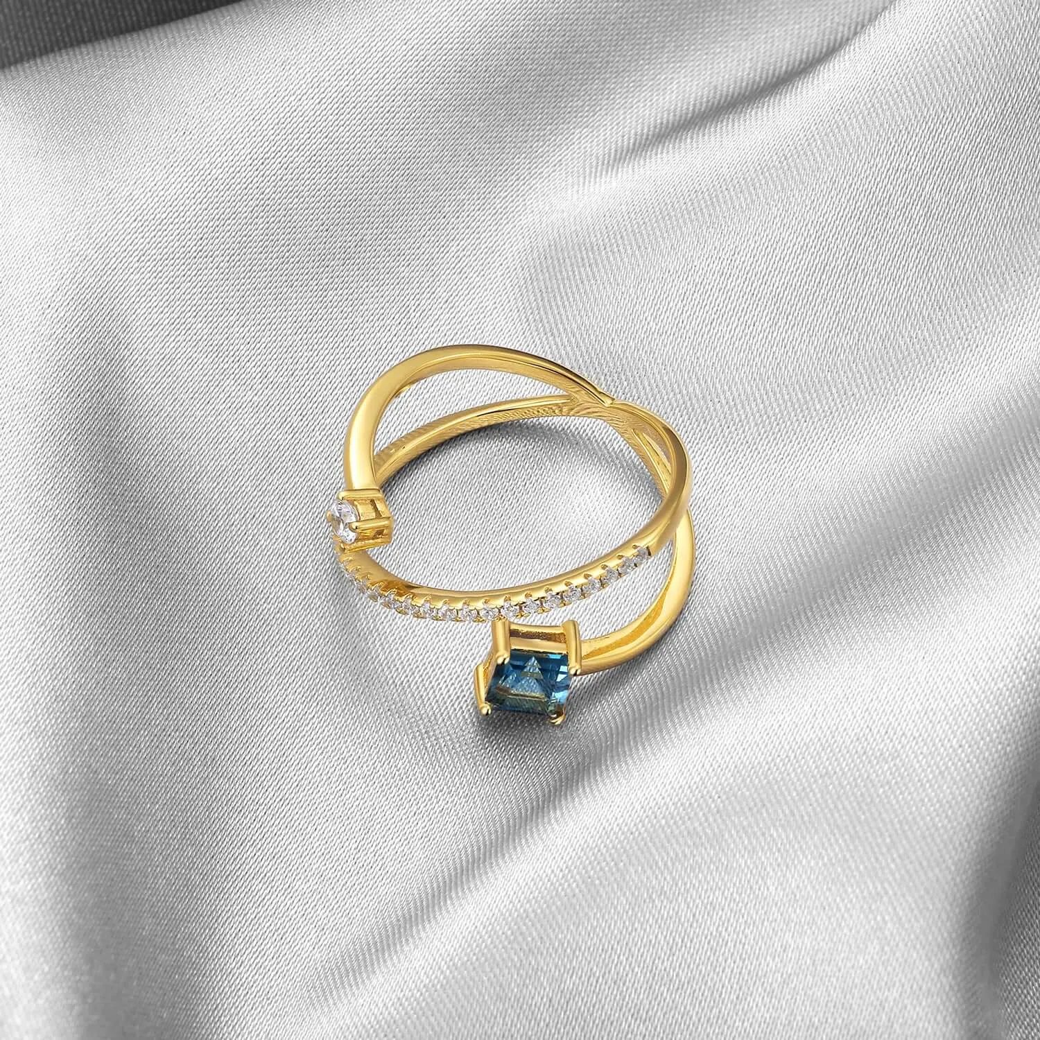 Color Topaz Adjustable Open-ended Ring
