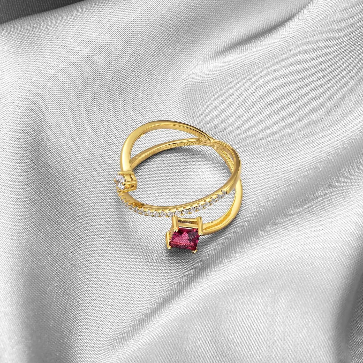 Color Topaz Adjustable Open-ended Ring
