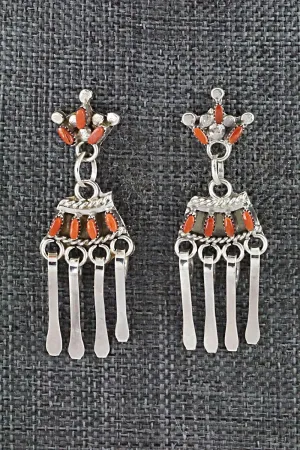 Coral & Sterling Silver Earrings - Rosa Fambrough